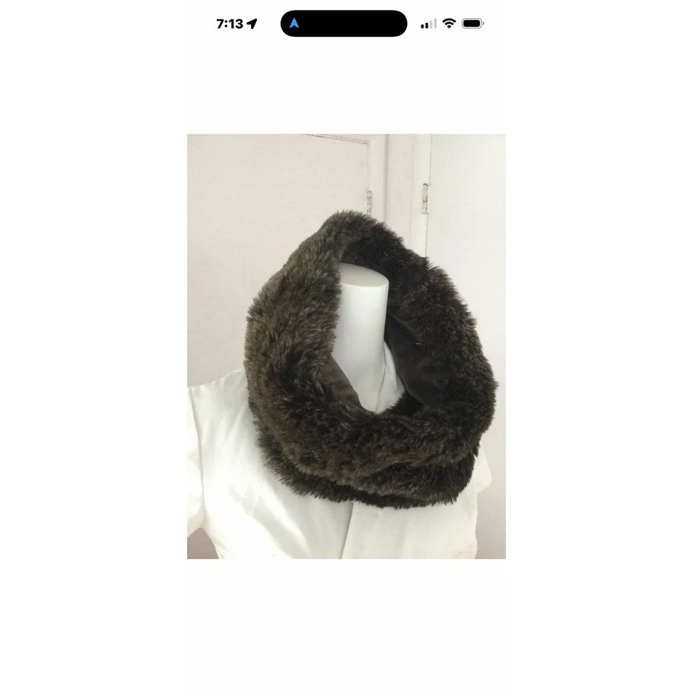 Restoration Hardware Faux Fur Infinity Scarf Brown‎ Luxe Warm Muffler